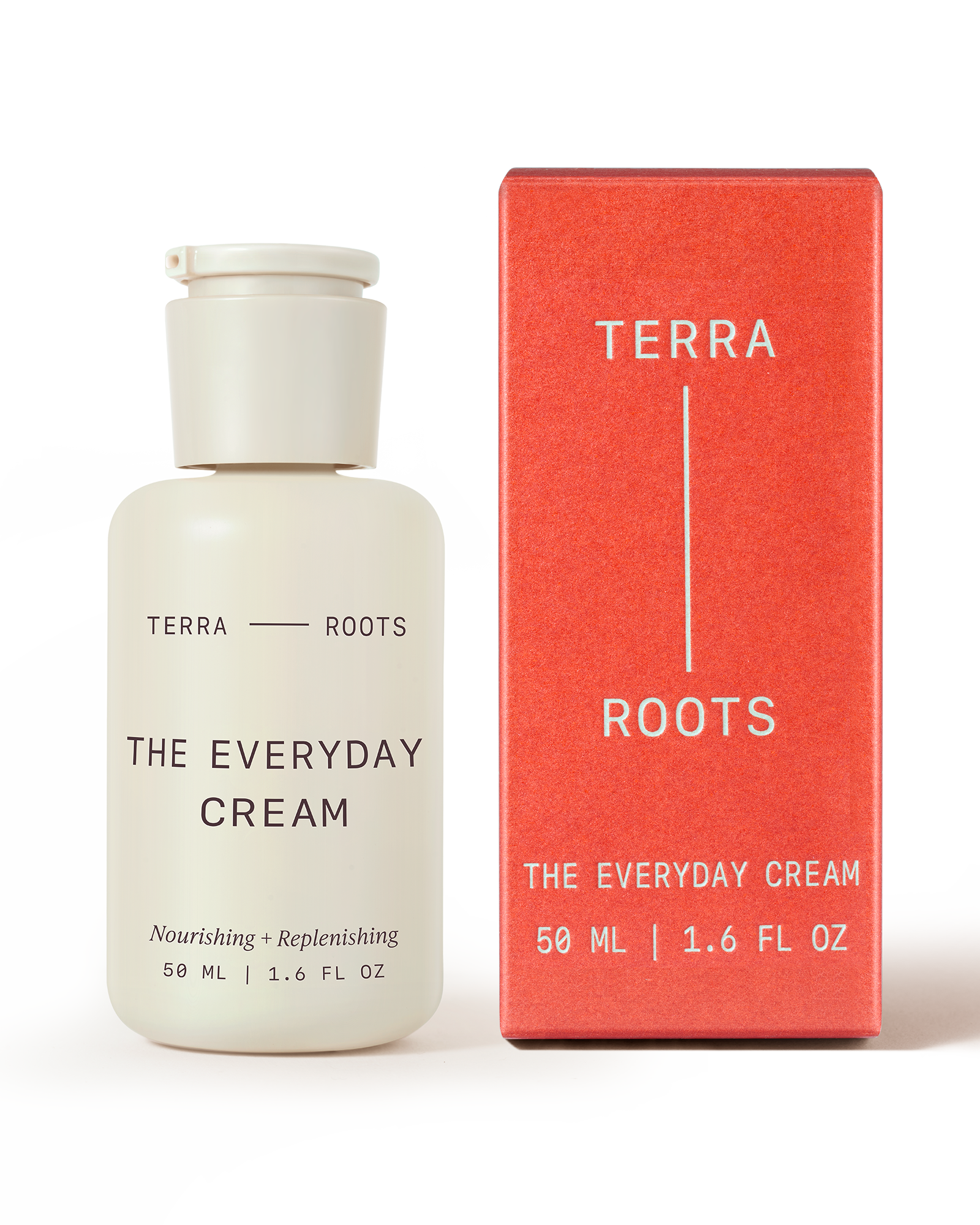 Terra Roots The Everyday Cream bottle and packaging on a white background