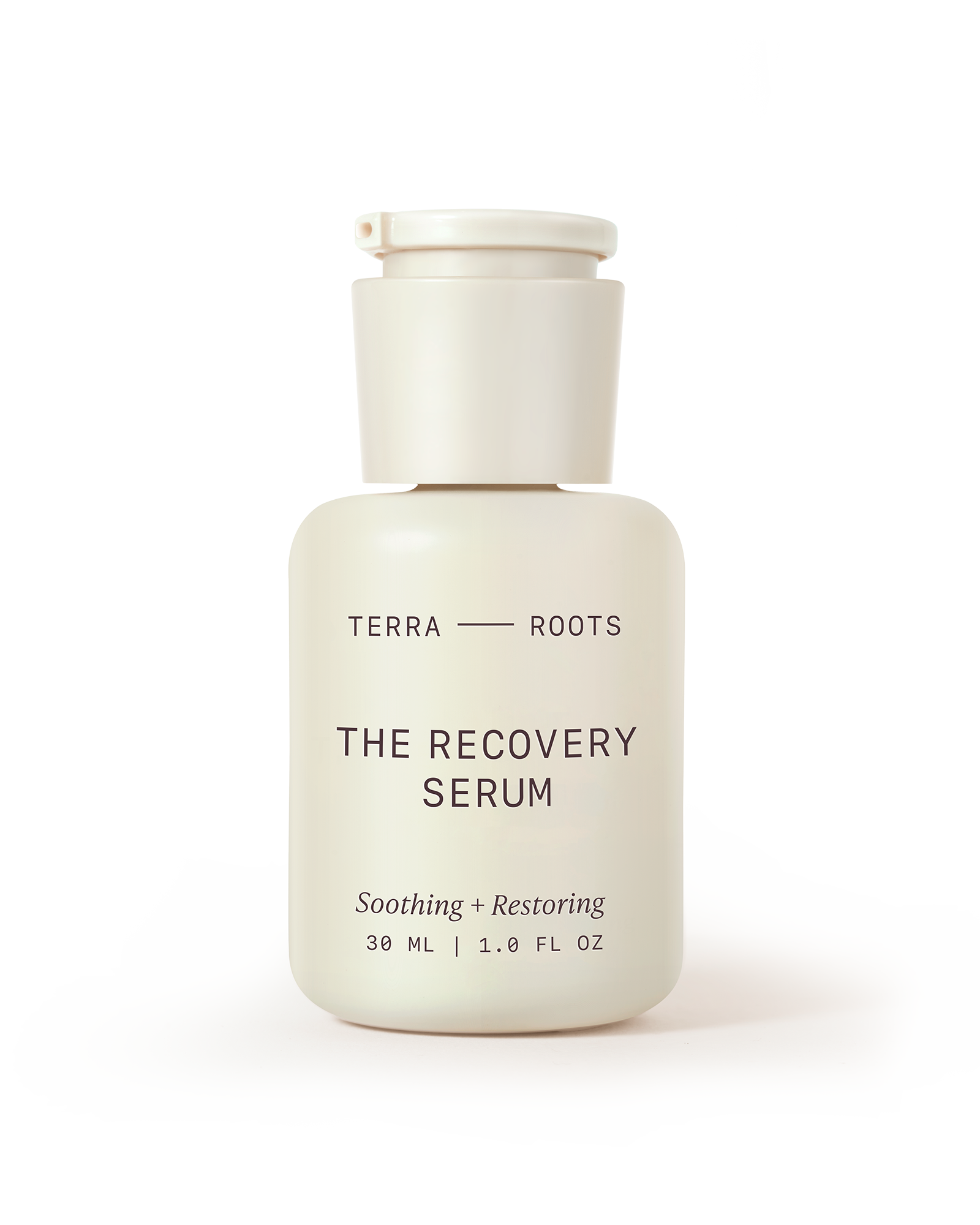 Terra Roots Recovery Serum bottle on a white background