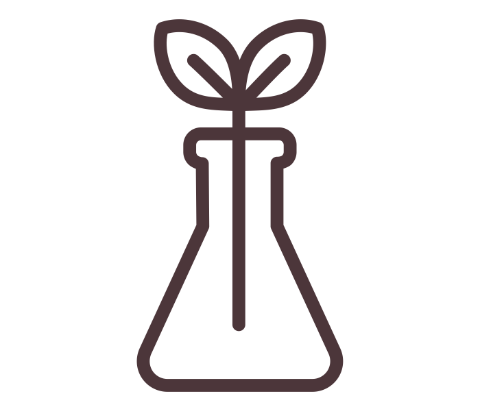 Icon of a beaker with a plant growing out of it on a white background