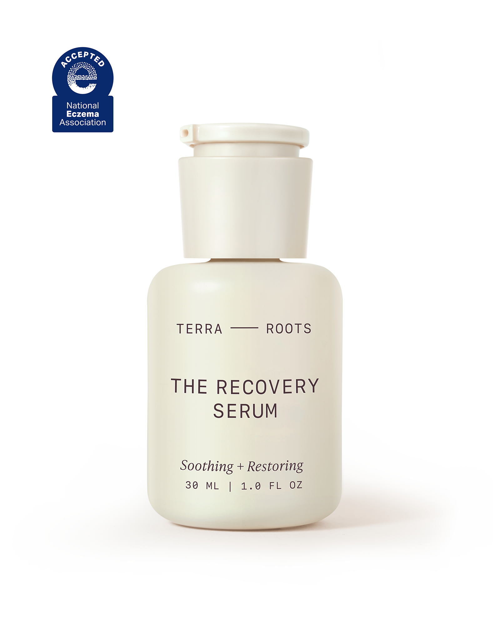 Soothing recovery serum for sensitive skin, helps calm redness and support skin barrier, Terra Roots NEA accepted