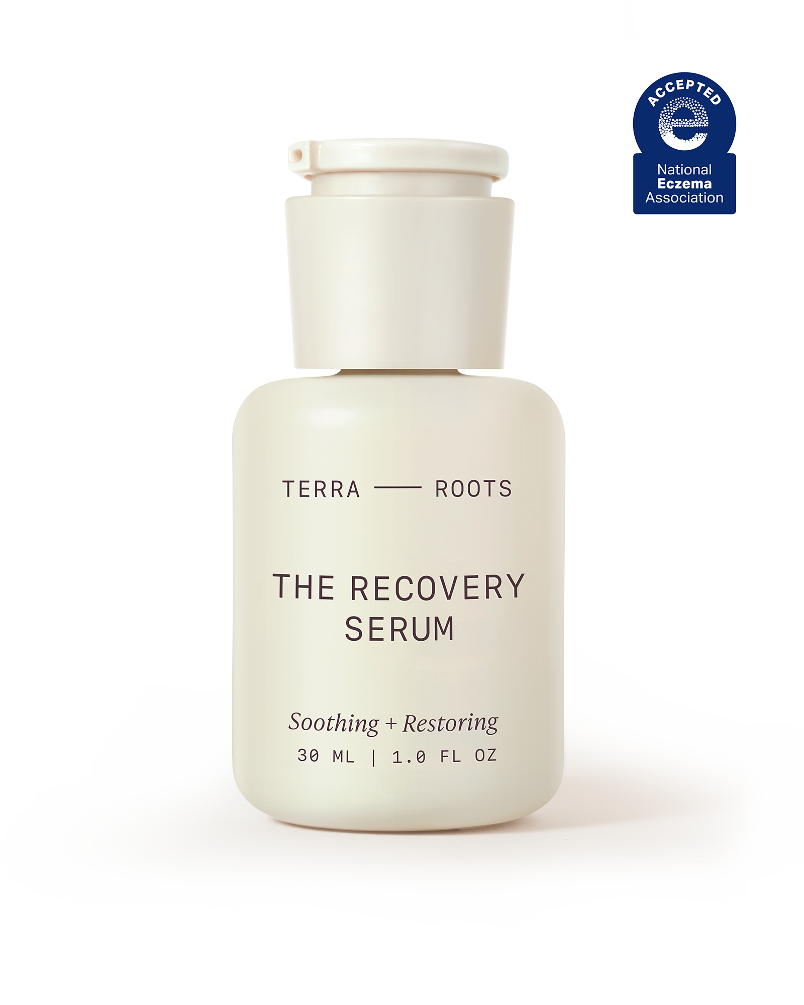 Soothing recovery serum for sensitive skin, helps calm redness and support skin barrier, Terra Roots NEA accepted.